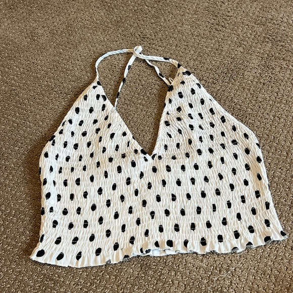 LF Black and White Polka Dot Halter Top - Picture 1 of 4